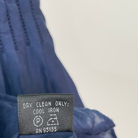 Lafayette 148 Blue Cotton-Silk Sz 6 Pleated Smocked Sleeveless Midi Summer Dress - Picture 6 of 9